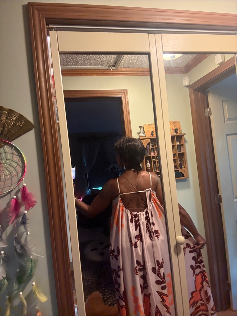 Women’s Pink and Orange Printed Summer Maxi Dress - Picture 3 of 4